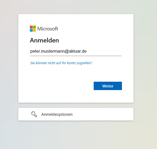 Microsoft-Anmeldemaske