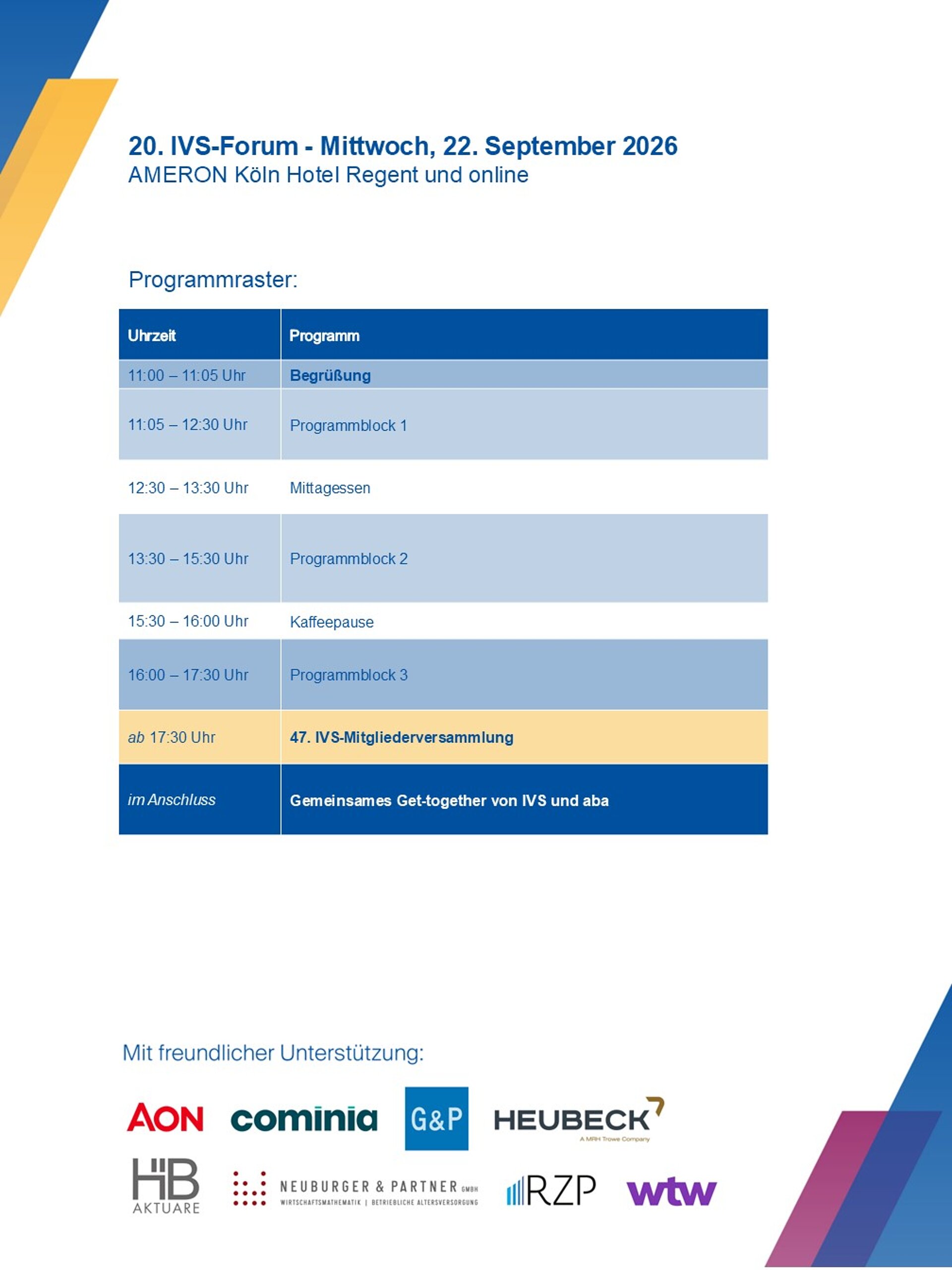 IVS-Forum 2026 Programmschema